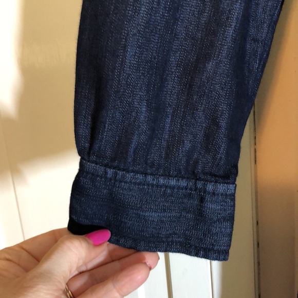 Riotto Denim Long Sleeve Button Front Dark Wash SZ M Belt Missing - Picture 4 of 8